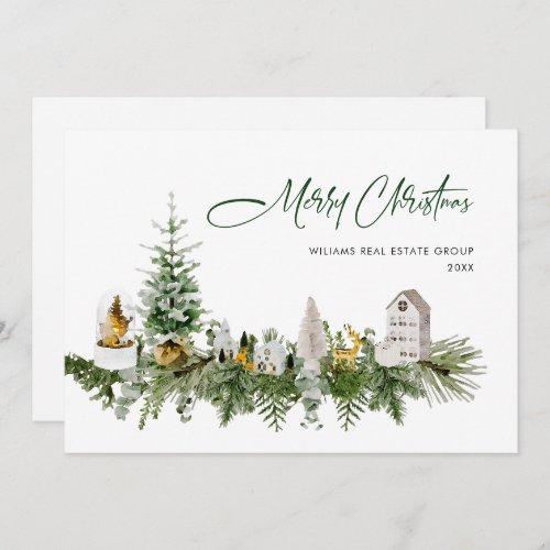 Elegant Merry Christmas Boho Composition Corporate Holiday Card