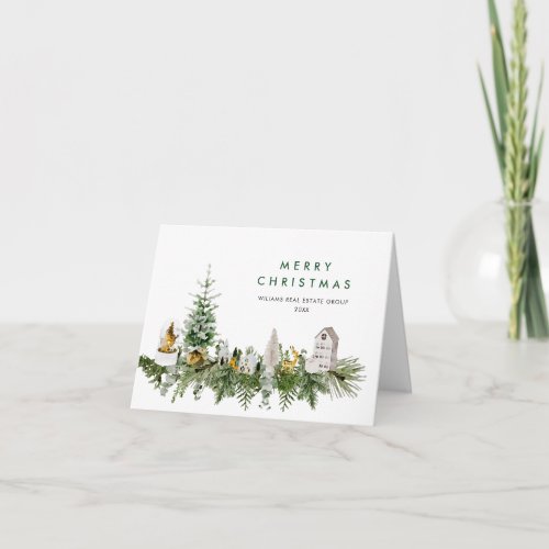 Elegant Merry Christmas Boho Composition Corporate Holiday Card