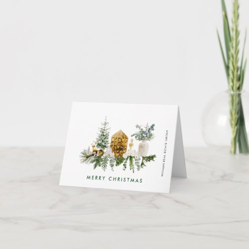 Elegant Merry Christmas Boho Composition Corporate Holiday Card