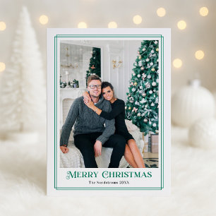 Elegant Merry Christmas Border Letterpress Photo Cards
