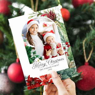 Elegant Merry Christmas Botanical Arch Photo Holiday Card