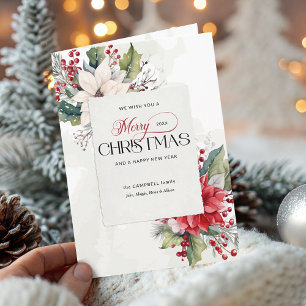 Elegant Merry Christmas Botanical Non-Photo Holiday Card