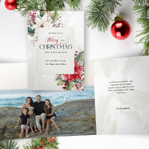 Elegant Merry Christmas Botanical Non-Photo Tri-Fold Card