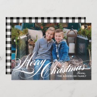 Elegant Merry Christmas Calligraphy Script Photo Holiday Card
