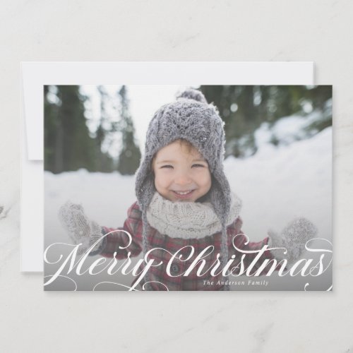 Elegant Merry Christmas Calligraphy Script Photo Holiday Card