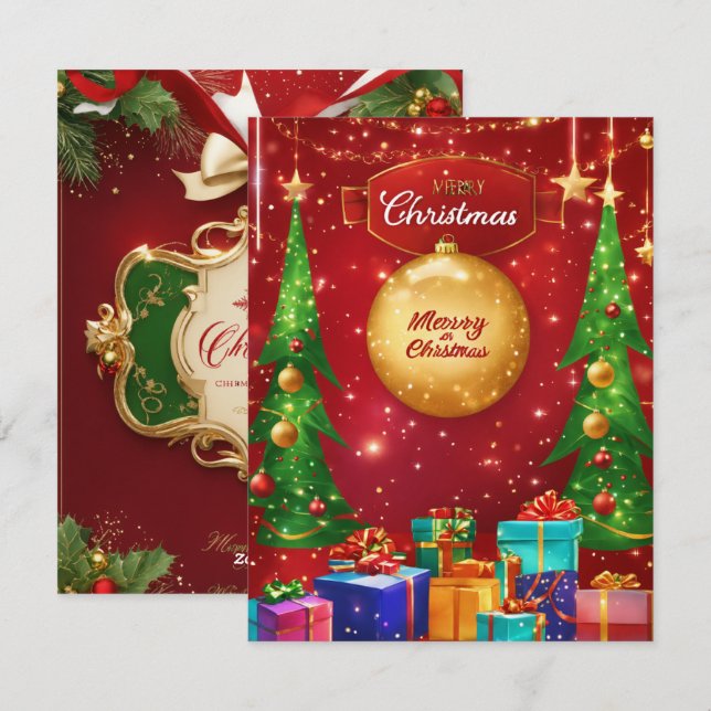 Elegant Merry Christmas Card (Front/Back)