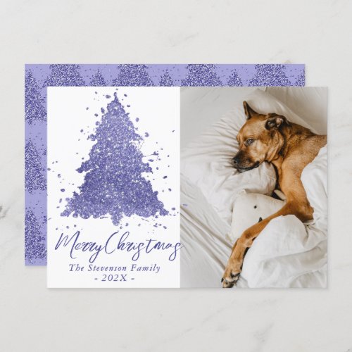 Elegant Merry Christmas  Charming Chic Tree Photo Holiday Card