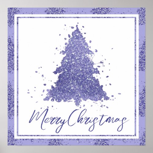 Elegant Merry Christmas  Charming Lavender Tree Poster