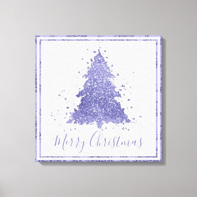 Elegant Merry Christmas | Charming Purple Tree Canvas Print (Front)