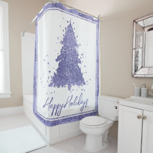 Elegant Merry Christmas   Charming Purple Tree Shower Curtain
