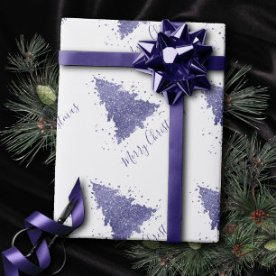 Elegant Merry Christmas Charming Purple Tree Wrapping Paper