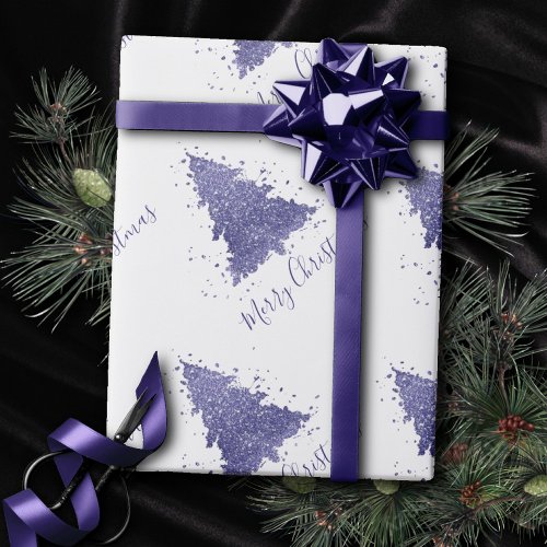 Elegant Merry Christmas  Charming Purple Tree Wrapping Paper