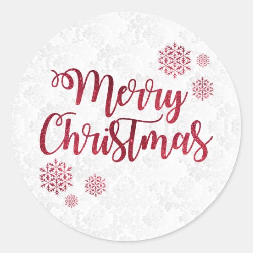 Elegant Merry Christmas Classic Round Sticker