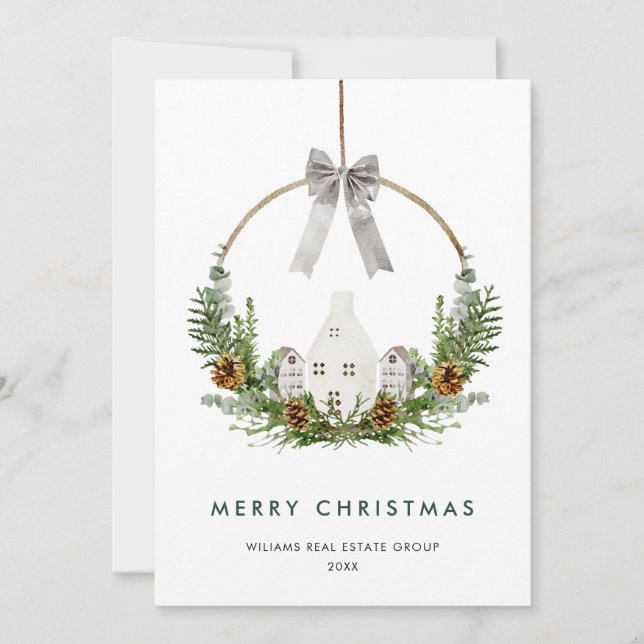 Elegant Merry Christmas Composition Corporate Holiday Card (Front)