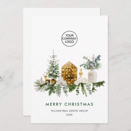 Elegant Merry Christmas Composition Corporate Holiday Card