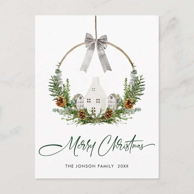 Elegant Merry Christmas Composition Holiday Postcard (Front)