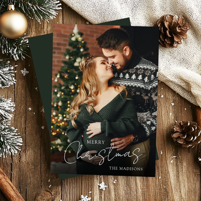 Elegant Merry Christmas Couple Photo Holiday Card (Creator Uploaded)