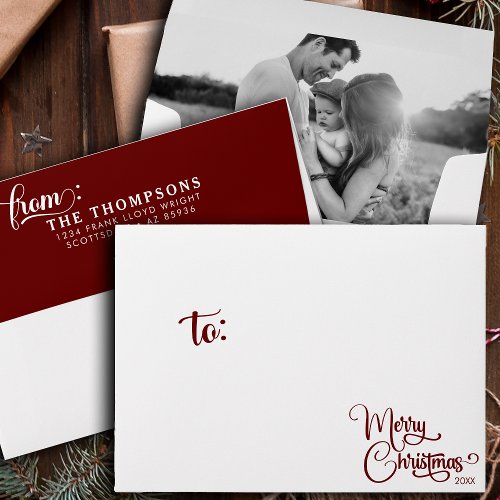 Elegant Merry Christmas Custom Family Picture Envelope