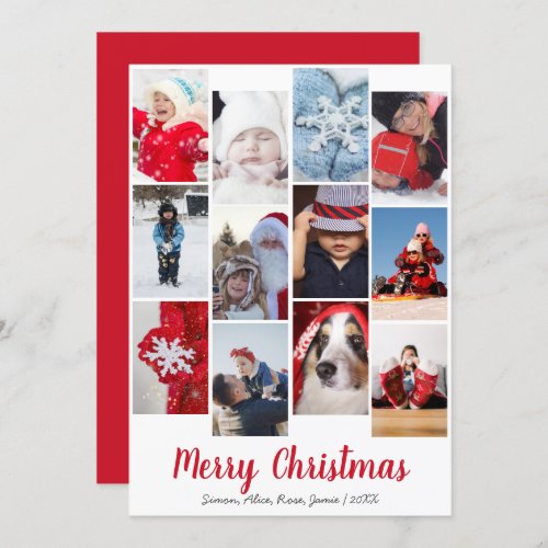 Elegant Merry Christmas Custom Photo Collage  Holiday Card