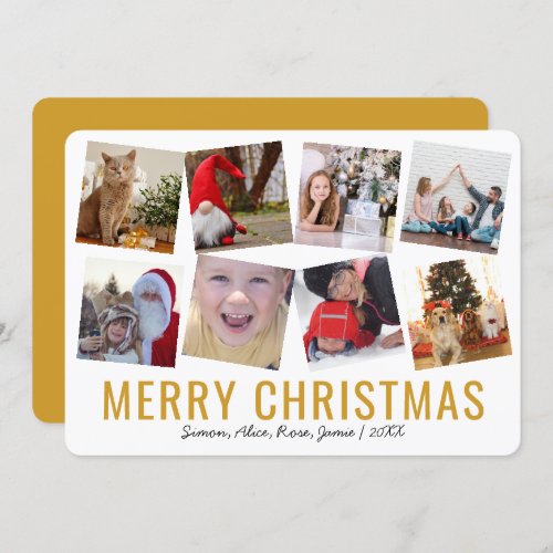 Elegant Merry Christmas Custom Photo Collage Holiday Card