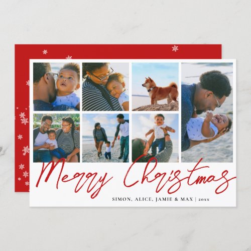 Elegant Merry Christmas Custom Photo Collage   Holiday Card