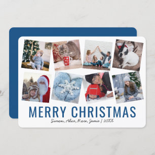 Elegant Merry Christmas Custom Photo Collage Holiday Card