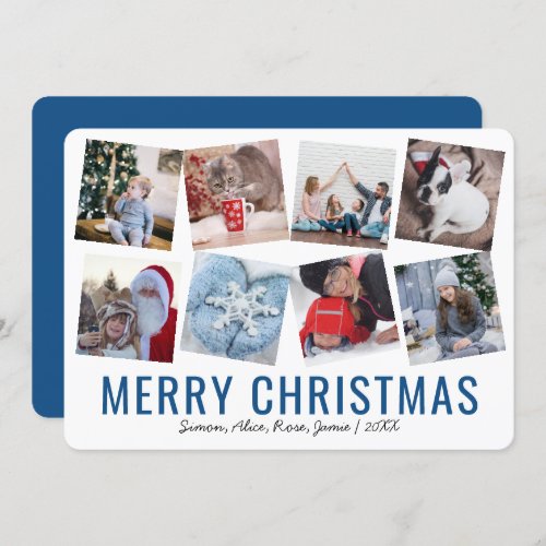 Elegant Merry Christmas Custom Photo Collage Holiday Card