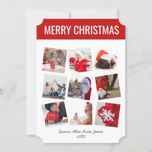 Elegant Merry Christmas Custom Photo Collage Holiday Card