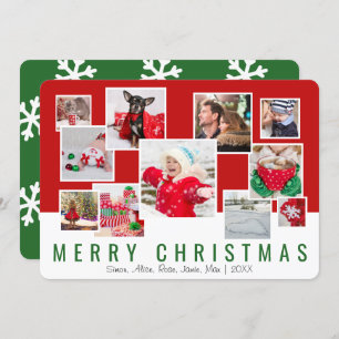 Elegant Merry Christmas Custom Photo Collage Holiday Card