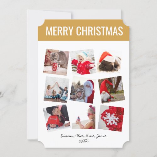 Elegant Merry Christmas Custom Photo Collage   Holiday Card