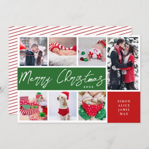 Elegant Merry Christmas Custom Photo Collage   Holiday Card