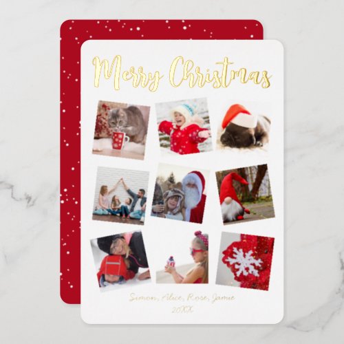 Elegant Merry Christmas Custom Photo    Foil Holiday Card