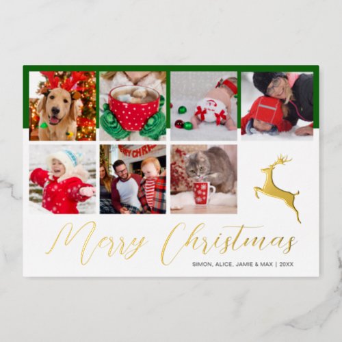 Elegant Merry Christmas Custom Photo Foil Holiday Card