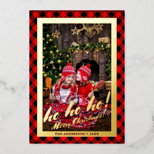 Elegant Merry Christmas Custom Photo Frame   Foil Holiday Card