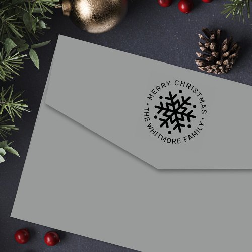 Elegant Merry Christmas Custom Winter Snowflake Self_inking Stamp