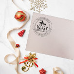 Elegant Merry Christmas Deer Return Address Rubber Stamp<br><div class="desc">This elegant "Merry Christmas" rubber stamp features a deer with custom family name and address.</div>