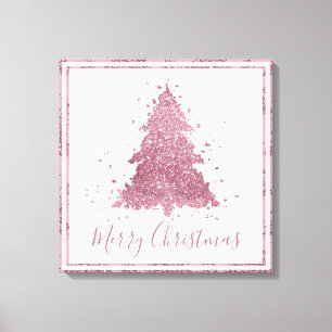 Elegant Merry Christmas Dusty Mauve Pink Tree Canvas Print