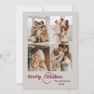 Elegant merry Christmas family photo card