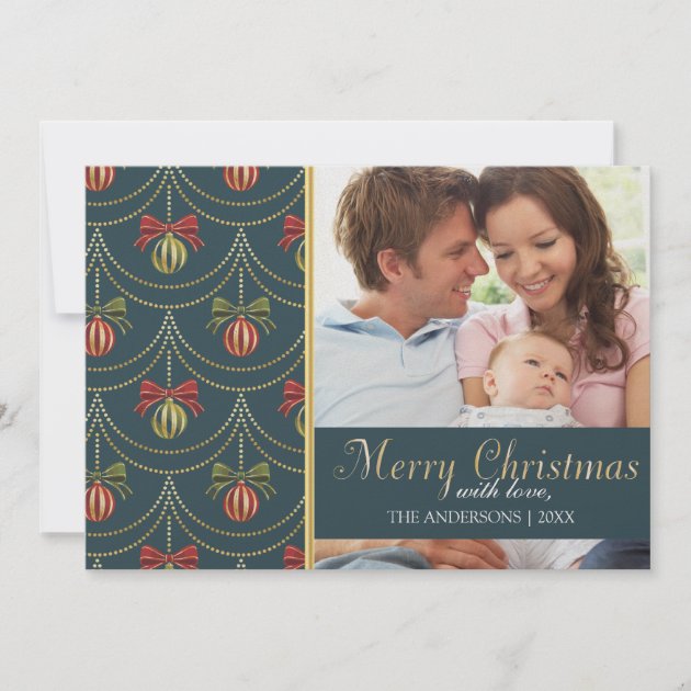 Elegant Merry Christmas Family Photo Holiday Card