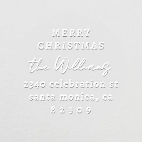 Elegant Merry Christmas Family Return Address Embosser