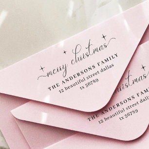 Elegant Merry Christmas Family Return Address Self-inking Stamp