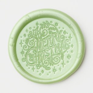 Elegant Merry Christmas Festive Calligraphy Script Wax Seal Sticker