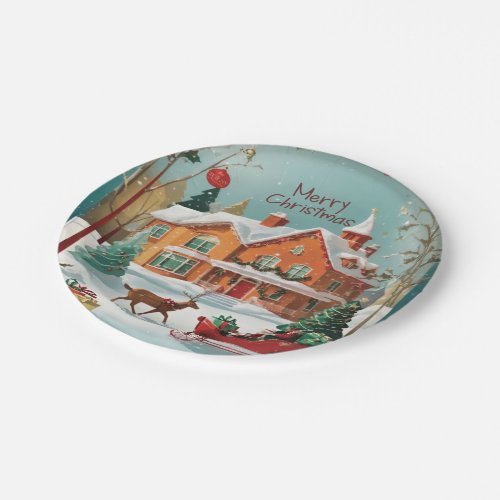 Elegant Merry Christmas Festive Paper Plates