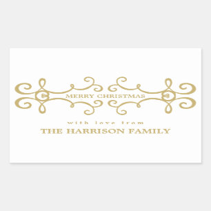 Elegant Merry Christmas Gift Tag / White Gold