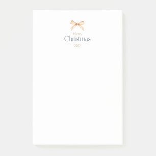 Elegant “Merry Christmas” Gold Bow Holiday Post-it Notes