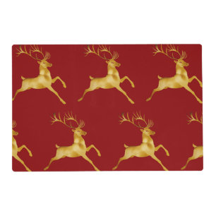 Elegant Merry Christmas Gold moose xmas festive pa Placemat