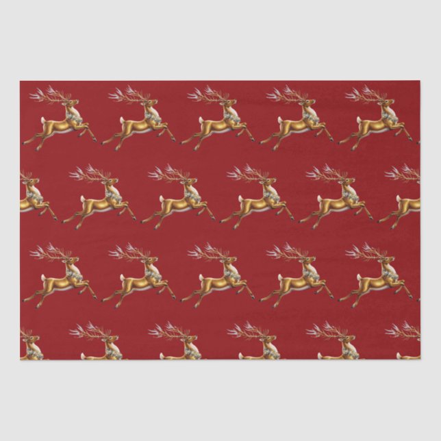 Elegant Merry Christmas Gold moose xmas festive pa Tissue Paper (Front)