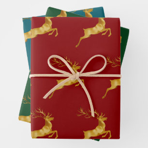 Elegant Merry Christmas Gold moose xmas festive pa Wrapping Paper Sheets
