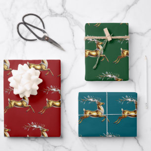 Elegant Merry Christmas Gold moose xmas festive pa Wrapping Paper Sheets