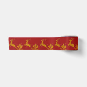 Elegant Merry Christmas Gold santa Deer xmas patte Satin Ribbon